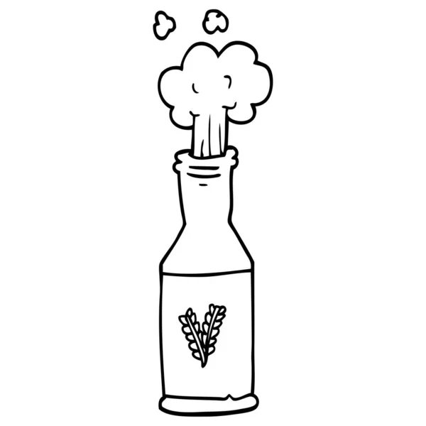 Línea Dibujo Dibujos Animados Cerveza Espuma — Vector de stock