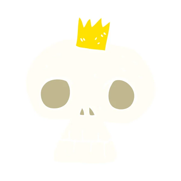Ilustración Color Plano Cráneo Con Corona — Vector de stock