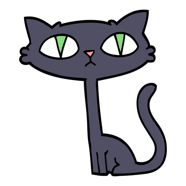 Hand Drawn Doodle Style Cartoon Halloween Black Cat — Stock Vector