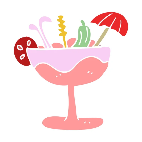 Cartoon Doodle Cocktail Colorful Vector Illustration — Stock Vector