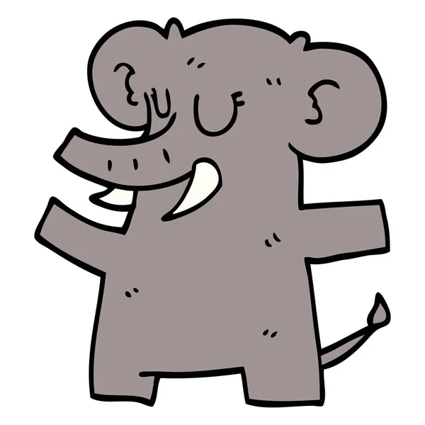 Cartoon Doodle Standing Elephant — Stock Vector