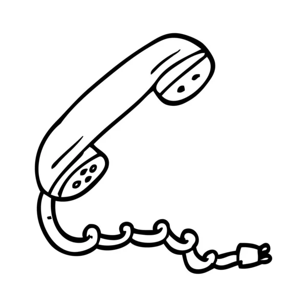 Linienzeichnung Cartoon Telefonhörer — Stockvektor