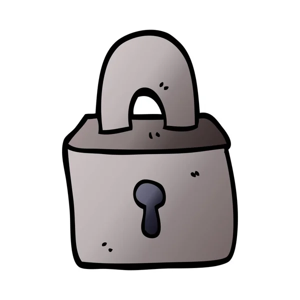 Desenho Animado Doodle Padlock Vetor Ilustração — Vetor de Stock