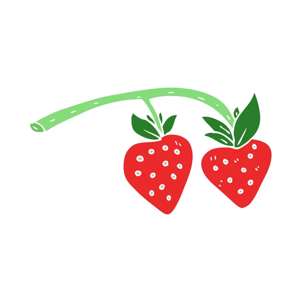 Flat Color Illustration Strawberries — Stock Vector