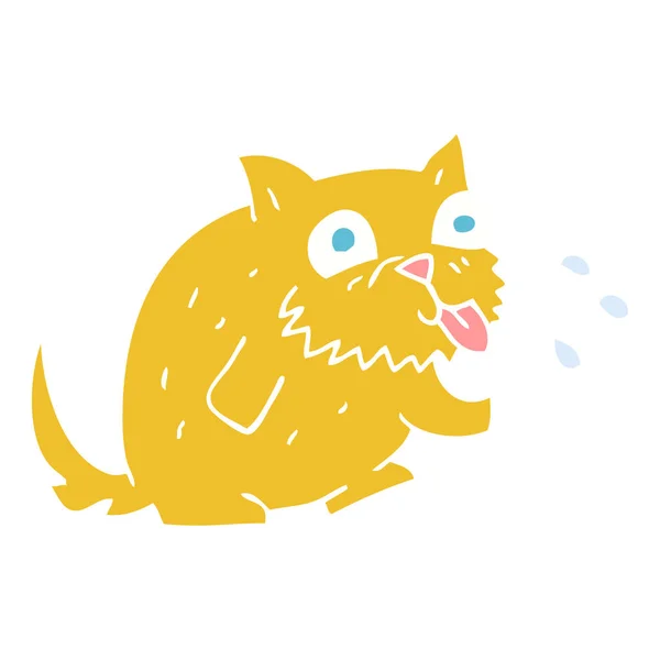 猫吹覆盆子的扁平彩色插图 — 图库矢量图片