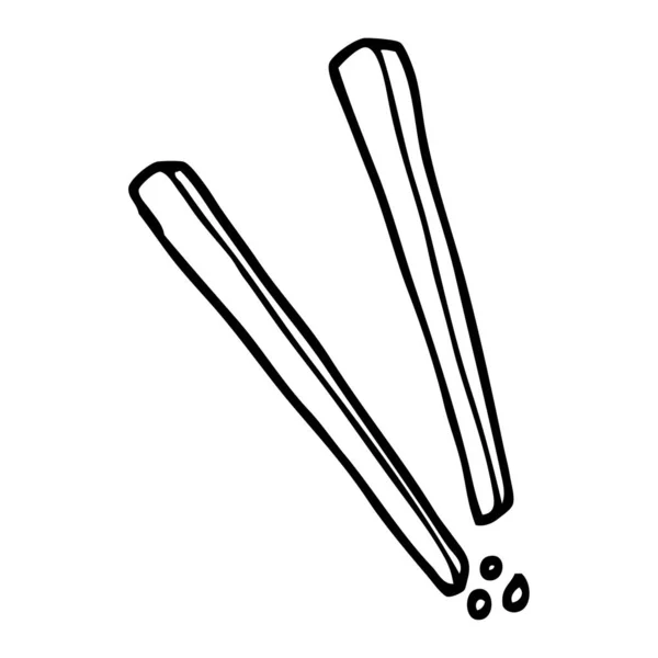 Linha Desenho Desenhos Animados Pauzinhos Madeira — Vetor de Stock