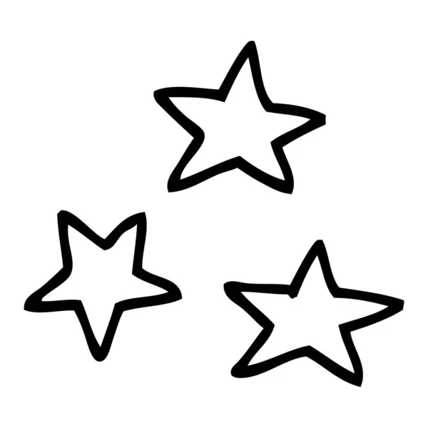 Schwarz Weißer Cartoon Von Drei Sternen — Stockvektor