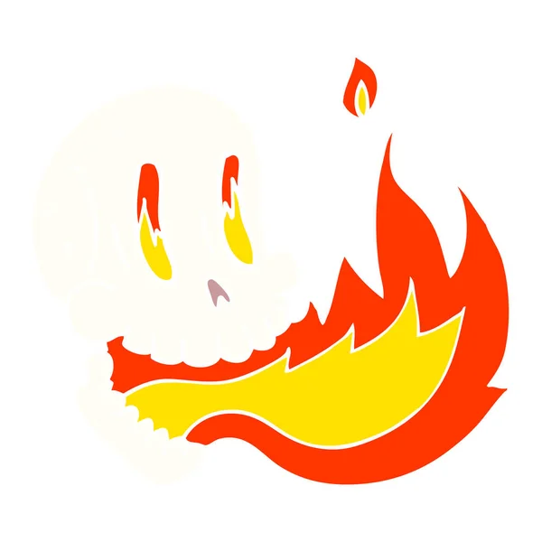 Cartoon Doodle Flaming Skull — Stockvector