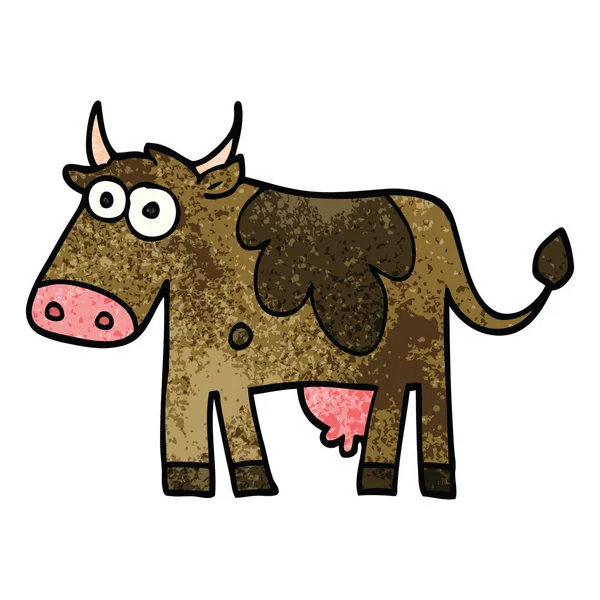 Dessin Animé Doodle Ferme Vache — Image vectorielle