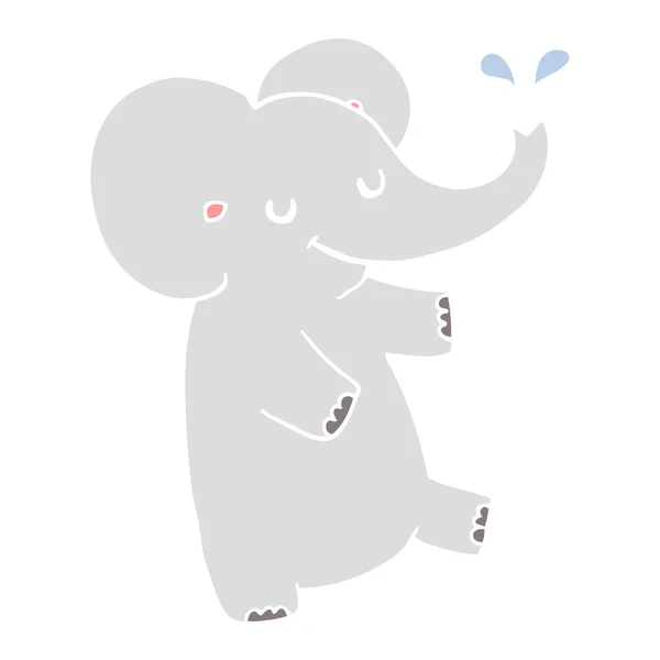Flat Color Style Cartoon Dancing Elephant — Stock Vector