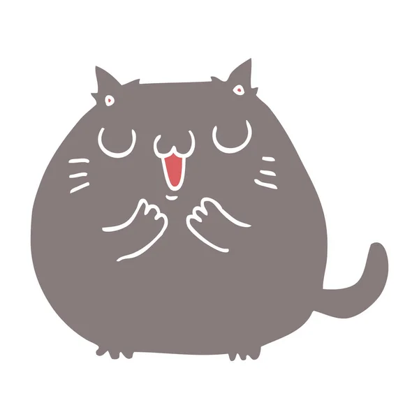 Feliz Estilo Cor Plana Desenho Animado Gato —  Vetores de Stock