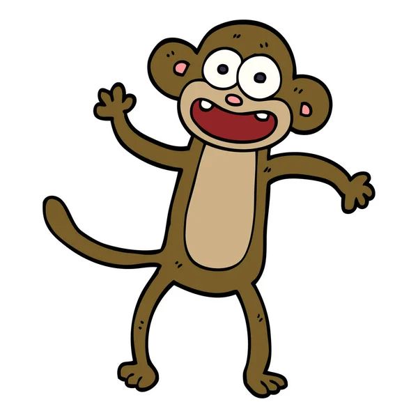 Karikatura Doodle Mává Opice — Stockový vektor