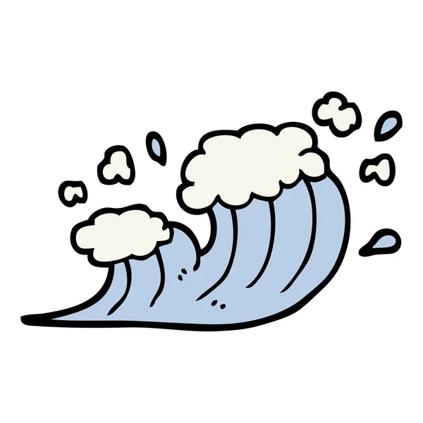 Hand Drawn Doodle Style Cartoon Wave Crashing — Stock Vector