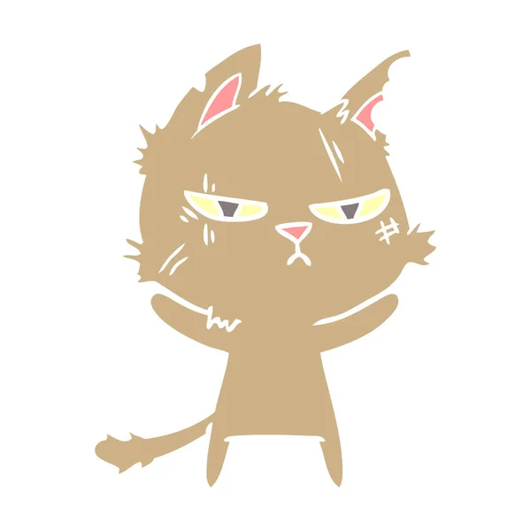 Zähe Flache Farbe Stil Cartoon Katze — Stockvektor