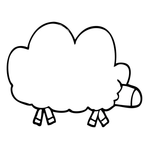 Line Drawing Cartoon Sheep — Stock Vector