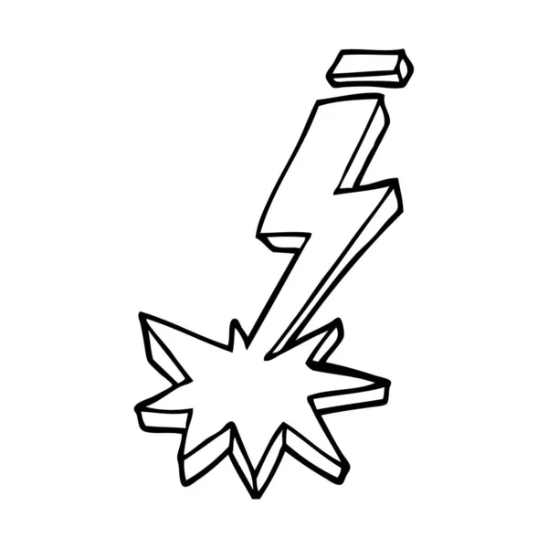 Line Drawing Cartoon Thunder Bolt — Stock Vector