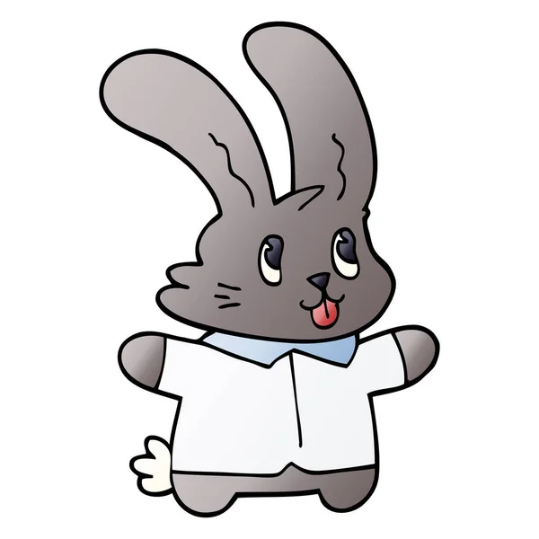 Dessin Animé Gribouille Lapin Heureux — Image vectorielle