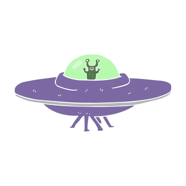 Illustration Couleur Plate Vaisseau Spatial Alien — Image vectorielle