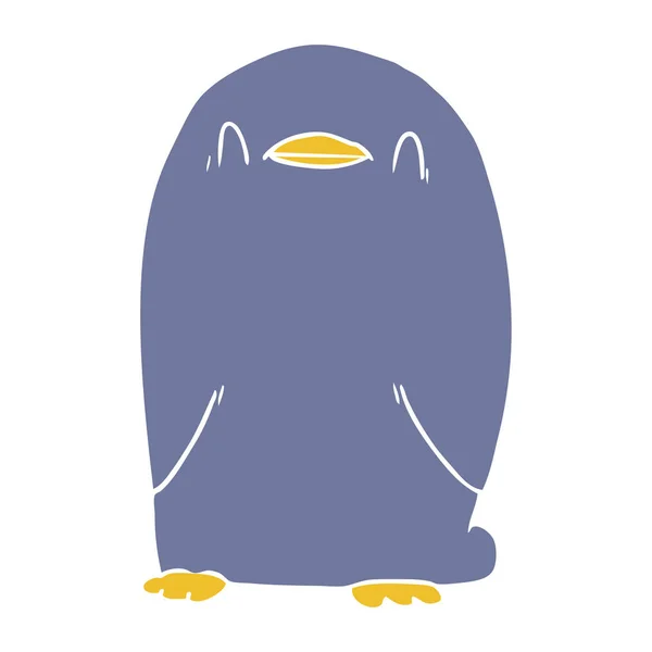 Egale Kleur Stijl Cartoon Pinguïn — Stockvector