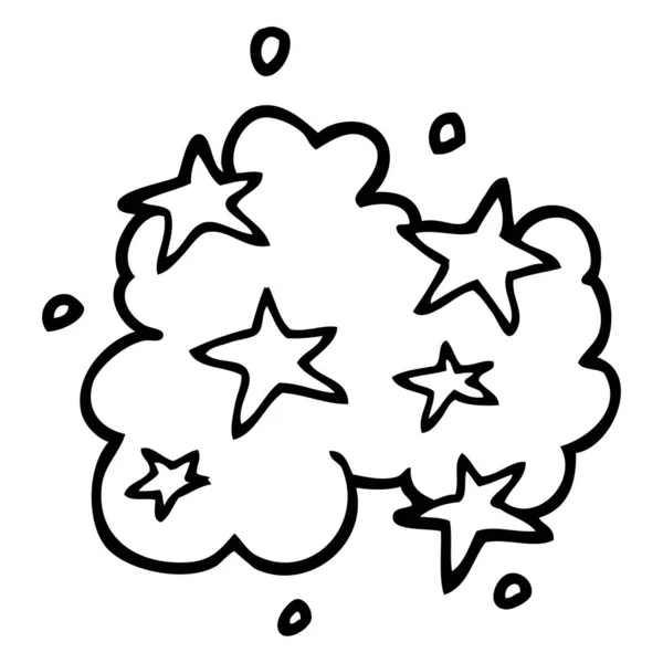 Line Drawing Cartoon Magical Cloud — Stock Vector