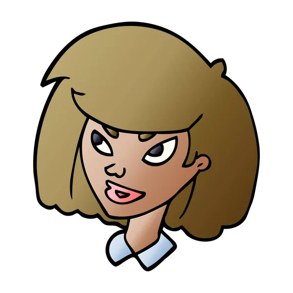 Cartoon Doodle Face Girl — Stock Vector