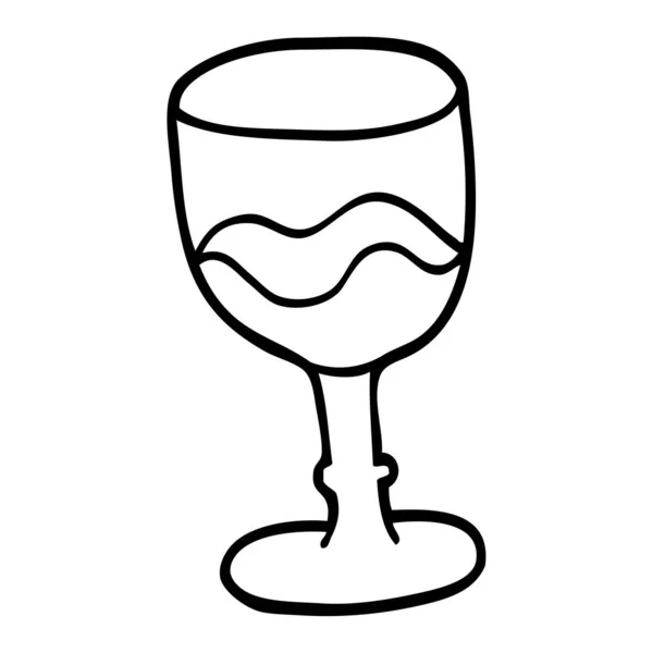 Line Drawing Cartoon Glass Red Wine — Stock Vector