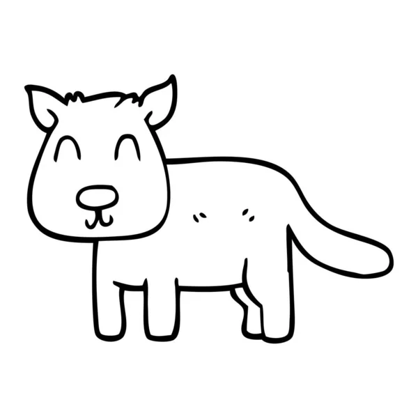 Desenho Linha Desenho Animado Cão Calmo — Vetor de Stock