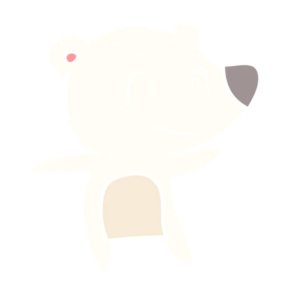 Smiling Polar Bear Flat Color Style Cartoon — Stock Vector