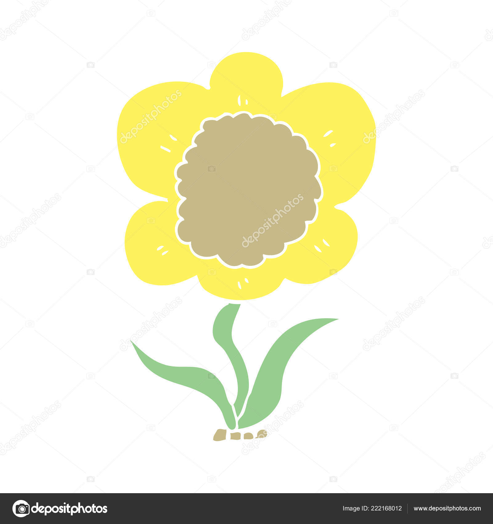 Fleur Couleur Plat Style Dessin Animé Image Vectorielle