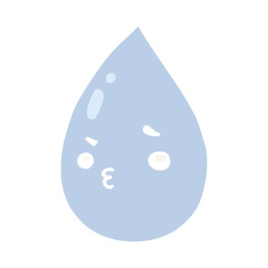 düz renk tarzı çizgi film sevimli yağmur damlası