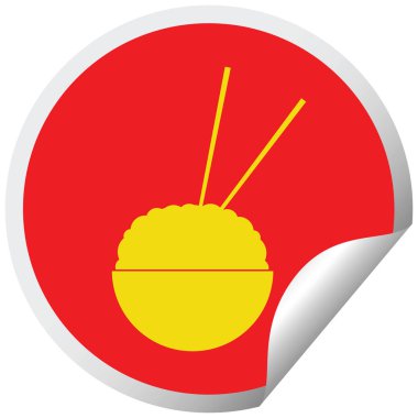 Pilav kasesi etiket vektör çizim peeling dairesel