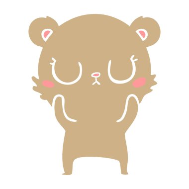 huzurlu düz renk tarzı çizgi film ayı