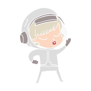 düz renk tarzı çizgi film güzel astronot kız