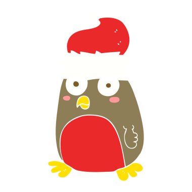 Noel robin düz renkli çizimi