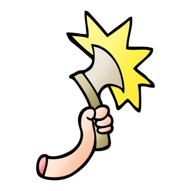 vektör degrade illüstrasyon karikatür kol balta ile