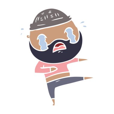 düz renk tarzı çizgi film sakallı dansçı ağlıyor