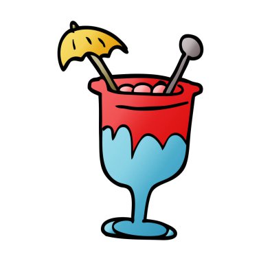 çizgi film doodle tropikal kokteyl