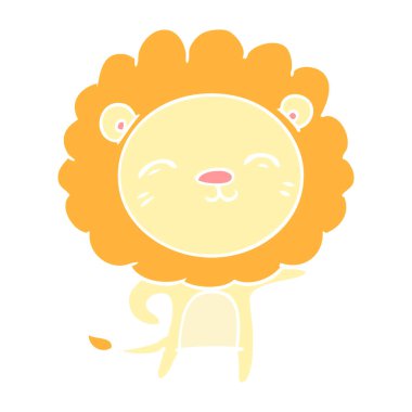 düz renk tarzı çizgi film aslan