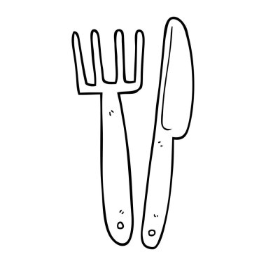 çizim karikatür plastik bıçak ve çatal