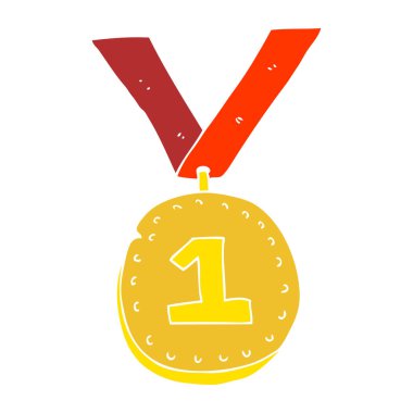 ilk yer madalya düz renkli çizimi