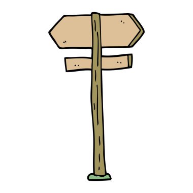 çizgi film doodle yön işareti altı