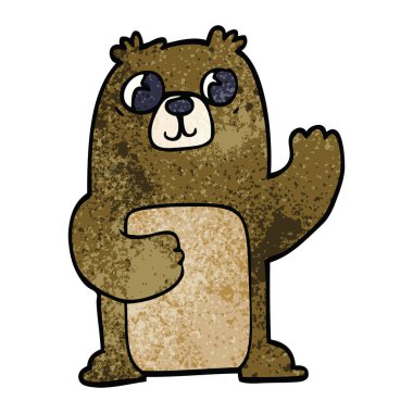 Doodle geniş gözlü ayı çizgi film