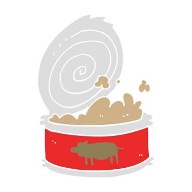 düz renk stil çizgi film konserve gıda