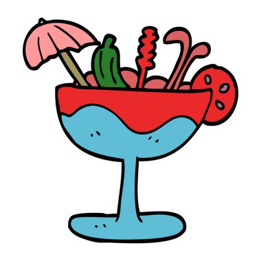 çizgi film doodle tropikal kokteyl