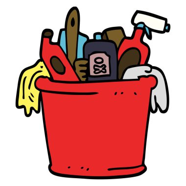 çizgi film doodle ev temizlik ürünleri