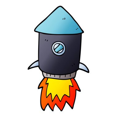 çizgi film doodle uzay roketi