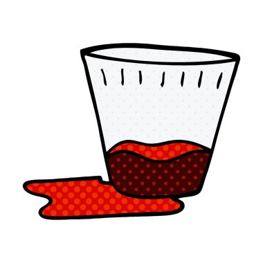 çizgi film doodle dökülmüş bir içki