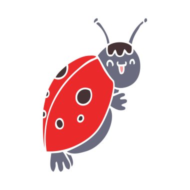 sevimli düz renk tarzı çizgi film uğur böceği