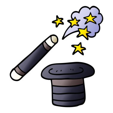 çizgi film doodle büyücüler şapka ve değnek