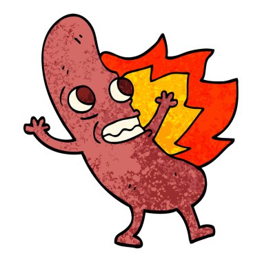 dokulu grunge illüstrasyon karikatür yanan hotdog